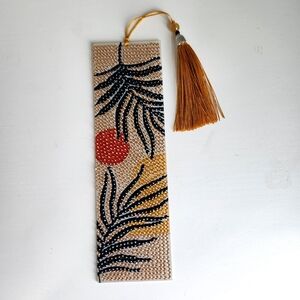 Completed Diamond Art Acrylic Bookmark With Tassel Art Deco Desert Sun Plant